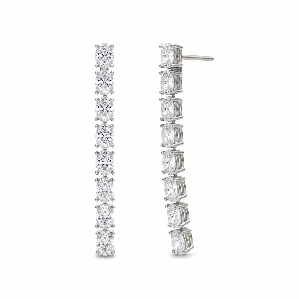 8 Stone Oval Lab Grown Diamond Drop Earrings