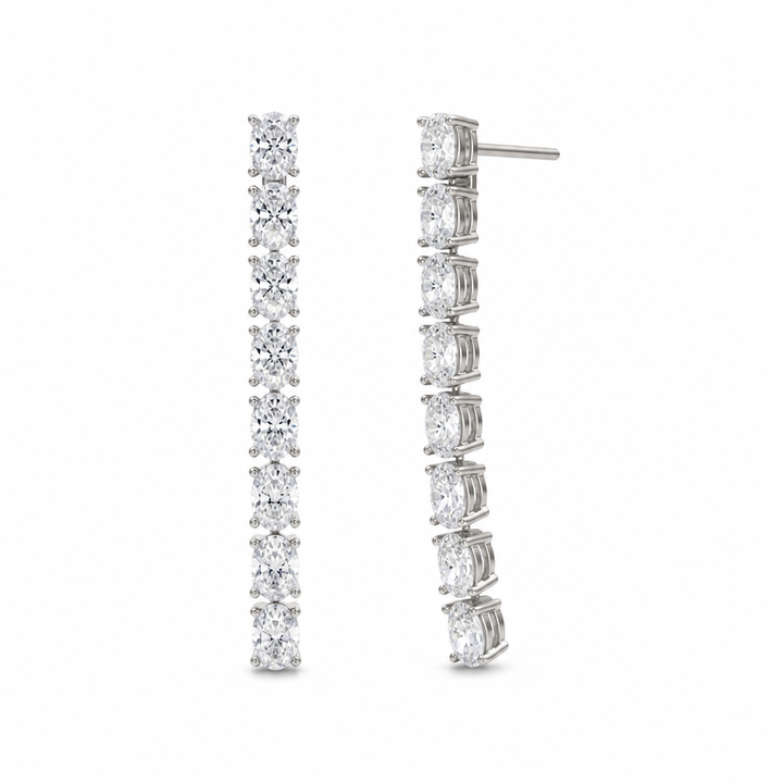 8 Stone Oval Lab Grown Diamond Drop Earrings