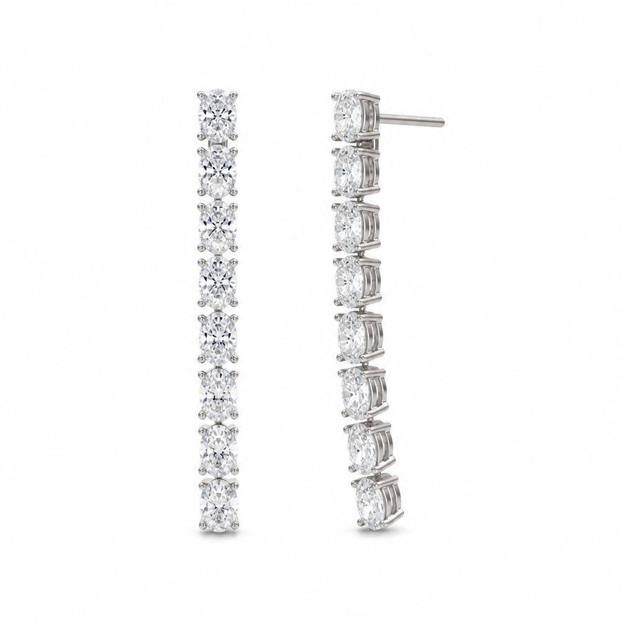 8 Stone Oval Lab Grown Diamond Drop Earrings