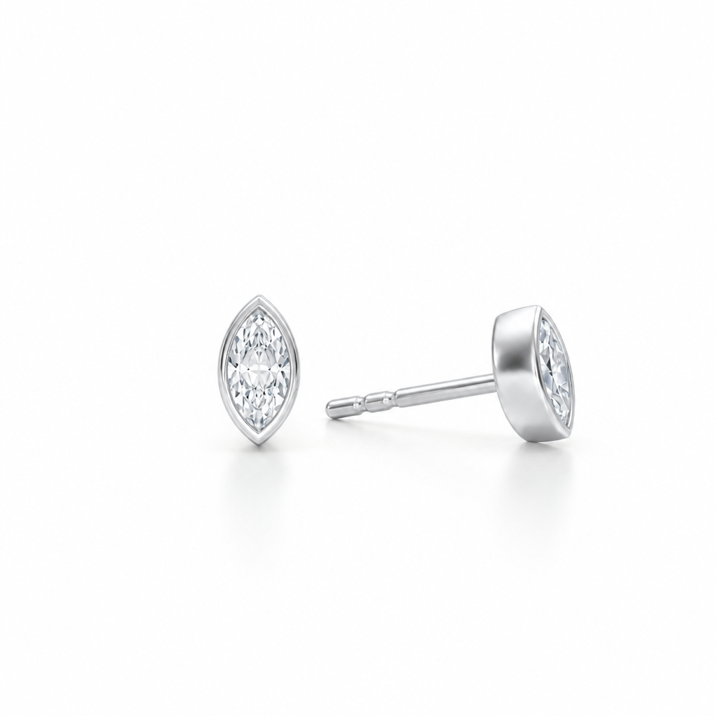 Marquise Bezel Stud Lab Grown Diamond Earrings
