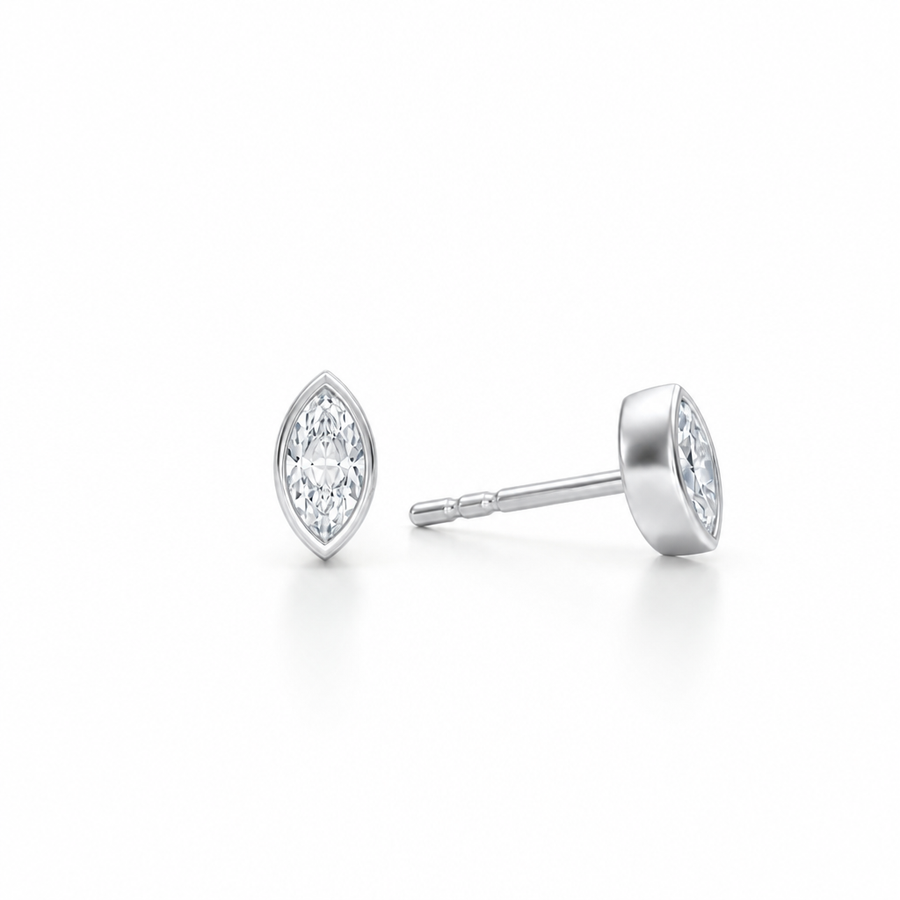 Marquise Bezel Stud Lab Grown Diamond Earrings