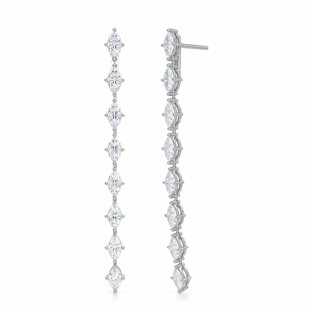 8 Stone Marquise Lab Grown Diamond Drop Earrings