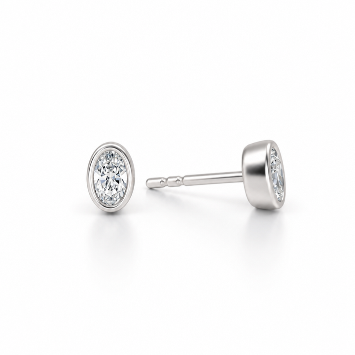 Oval Bezel Stud Lab Grown Diamond Earrings