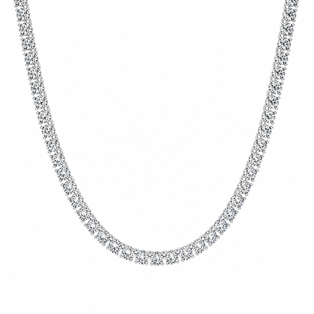 27 Carat Round Lab Grown Diamond Tennis Necklace