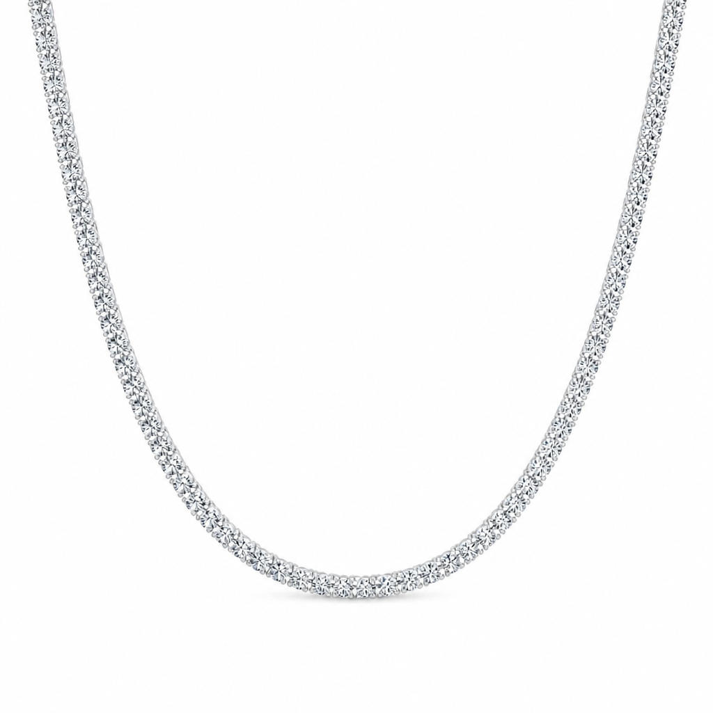 13 carat round lab grown diamond tennis necklace