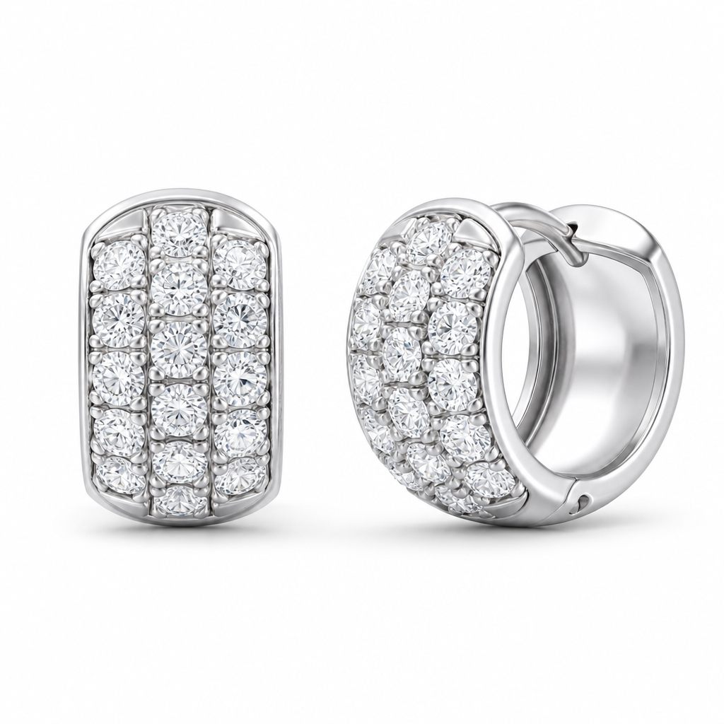 1.10 Carat Trio Pave Lab Grown Diamond Huggie Earrings