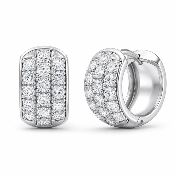 1.10 Carat Trio Pave Lab Grown Diamond Huggie Earrings