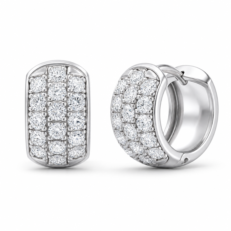 1.10 Carat Trio Pave Lab Grown Diamond Huggie Earrings