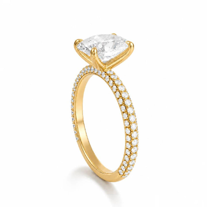 Oval Three Row Pave Ring