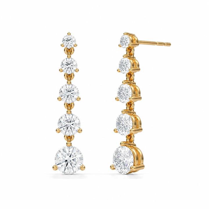 5 Graduated Round Lab Grown Diamond Dangle Earrings