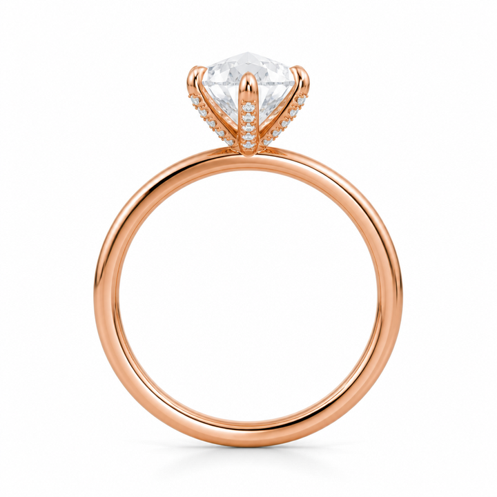 Pear Solitaire Ring With Pave Prongs