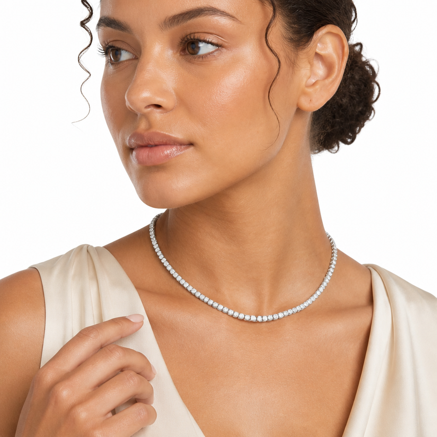 13 carat round lab grown diamond tennis necklace