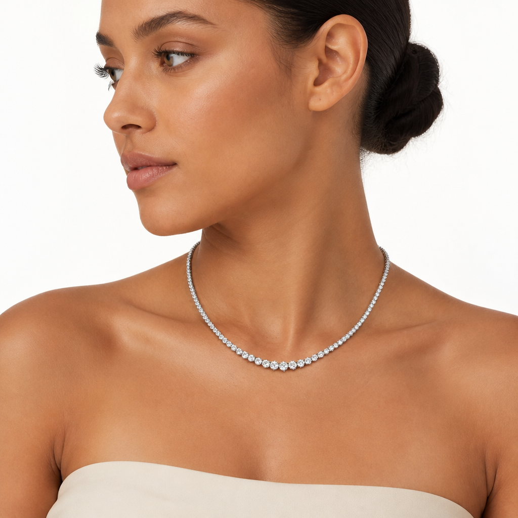 10 Carat Lab Grown Diamond Graduated Tennis Necklace