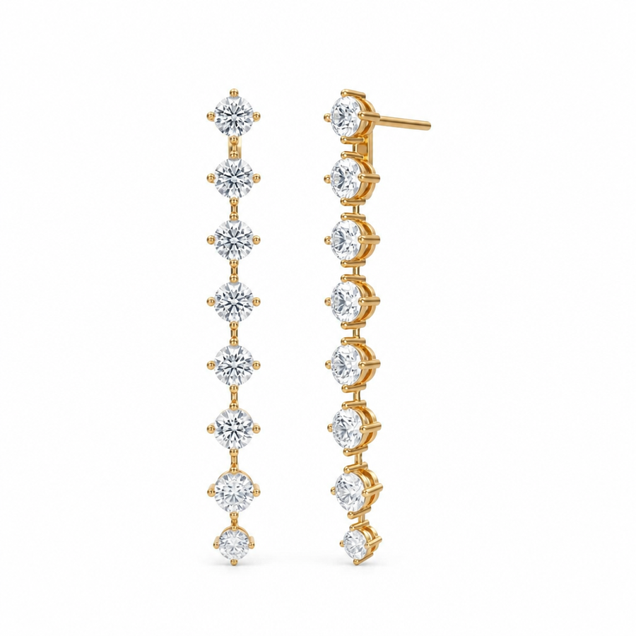 4 Carat 8 Stone Round Lab Grown Diamond Drop Earrings