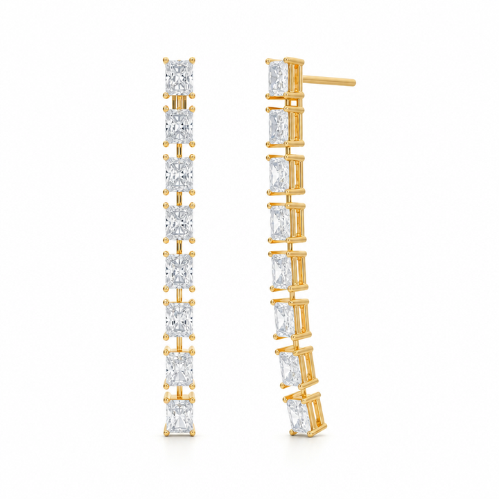 8 Stone Radiant Lab Grown Diamond Drop Earrings