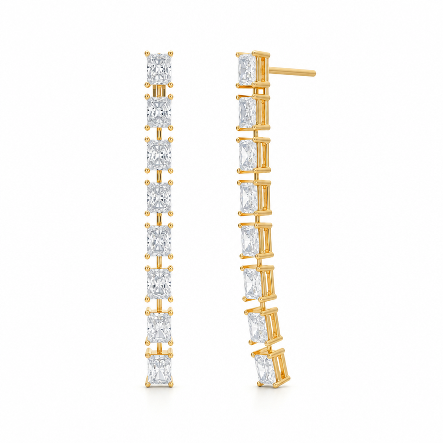 8 Stone Radiant Lab Grown Diamond Drop Earrings