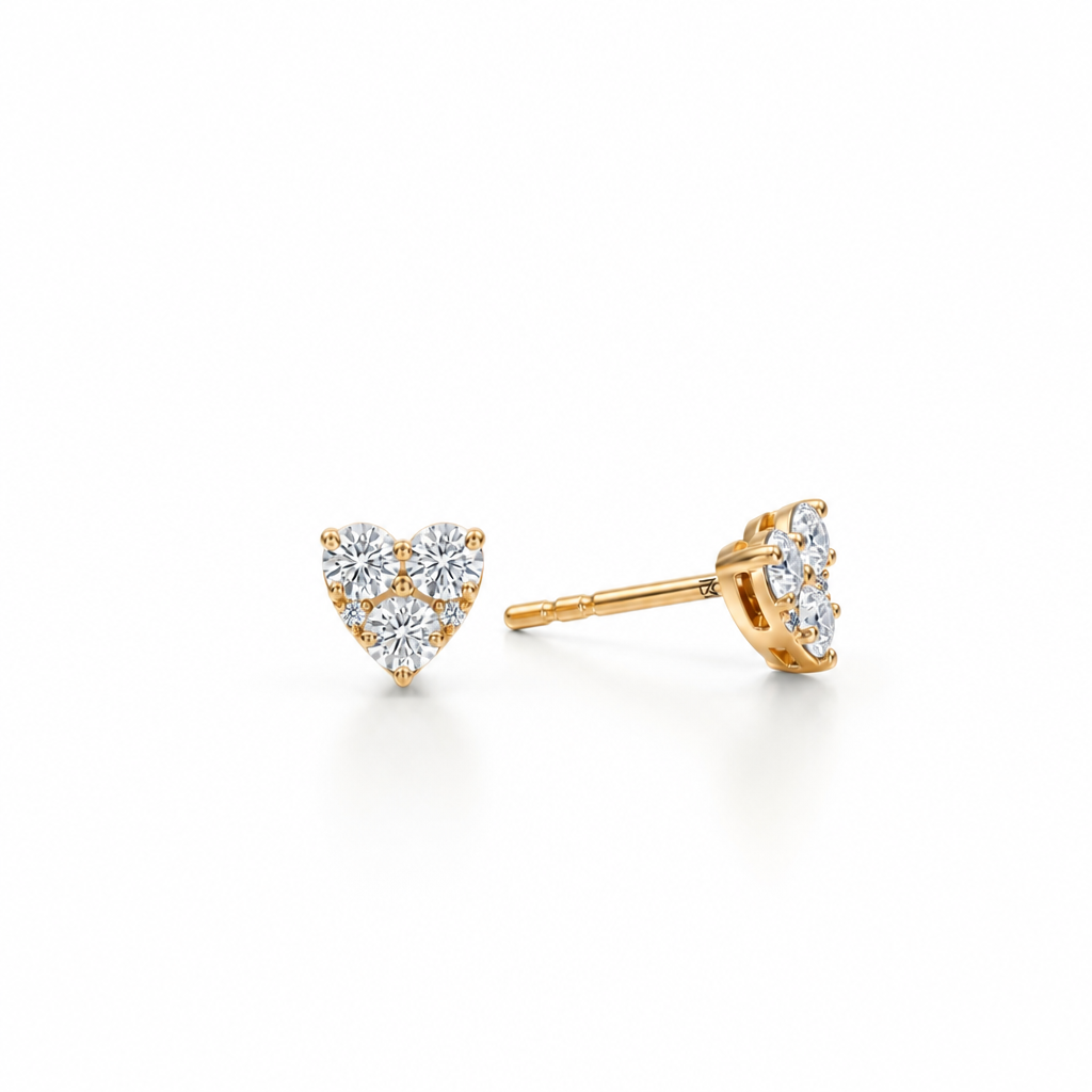 Lab Grown Heart Shape Cluster Diamond Stud Earrings