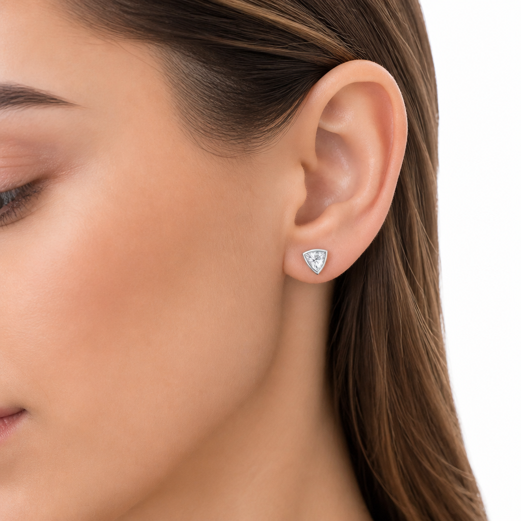 Trillion Bezel Stud Lab Grown Diamond Earrings
