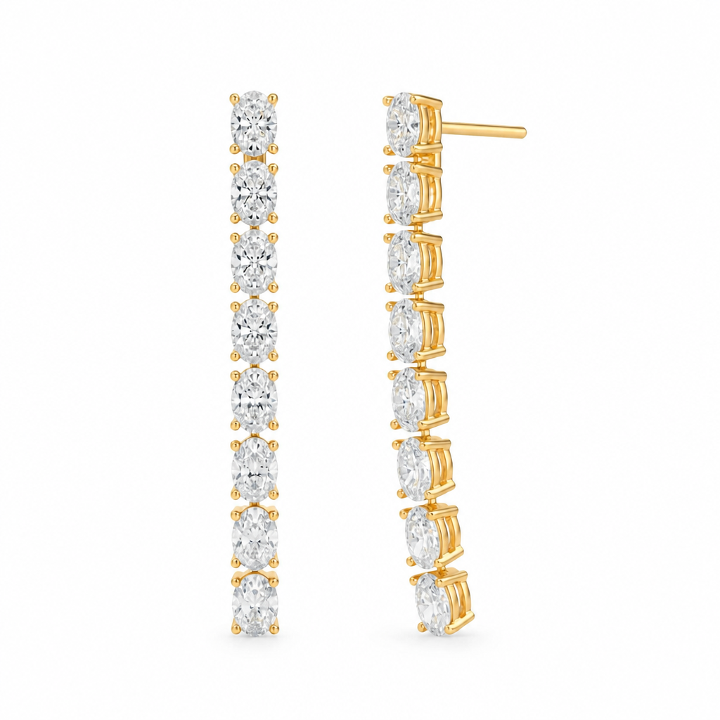 8 Stone Oval Lab Grown Diamond Drop Earrings