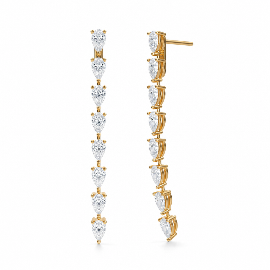 8 Stone Pear Lab Grown Diamond Drop Earrings
