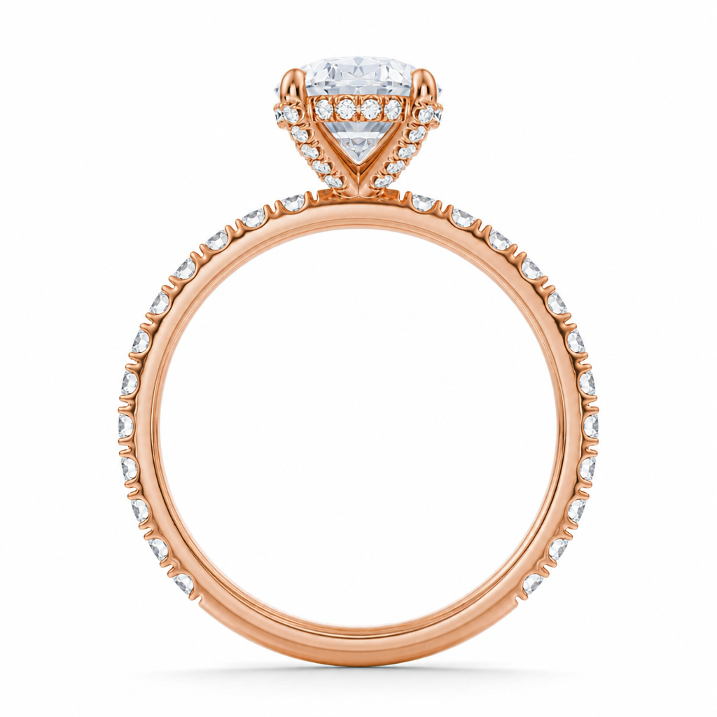 Oval Diamond Basket With Pave Ring