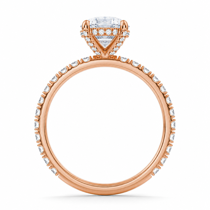 Oval Diamond Basket With Pave Ring