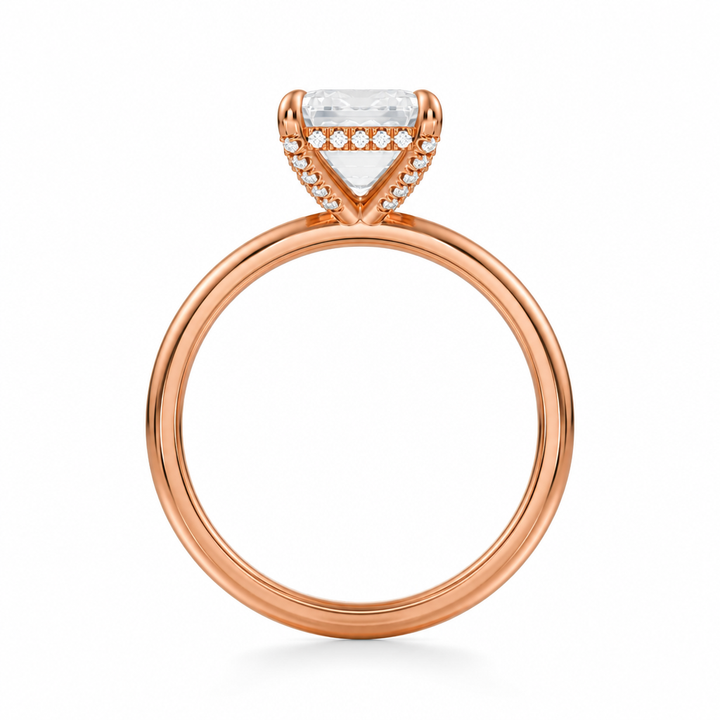Emerald Martini Basket Solitaire Ring