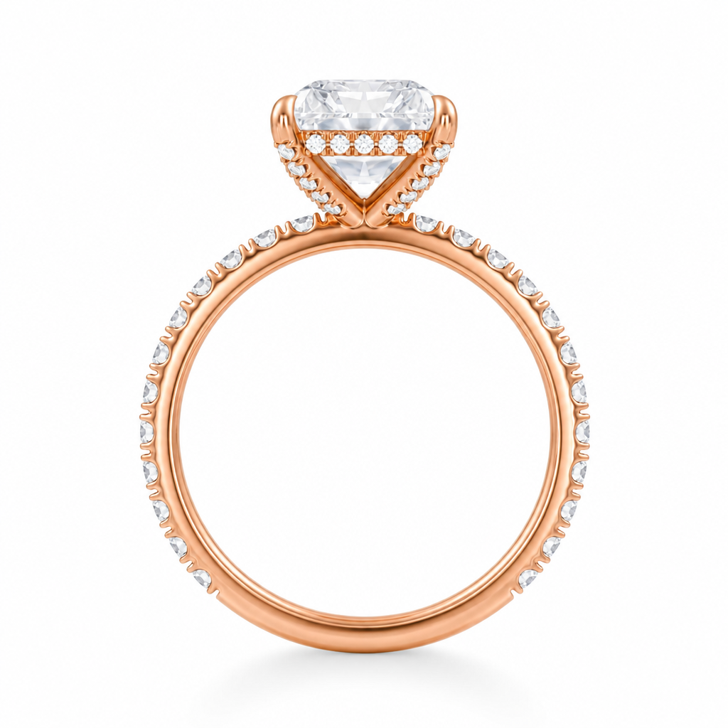 Radiant Diamond Basket With Pave Ring