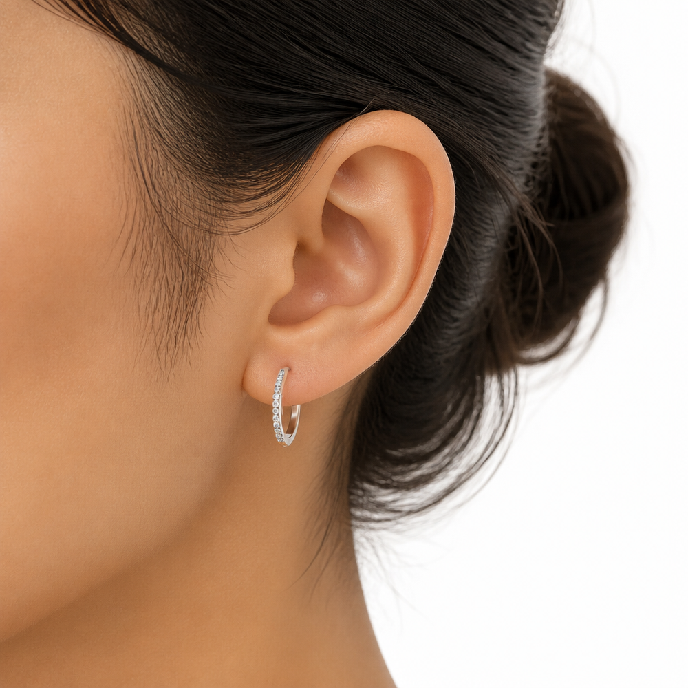14kt gold lab-grown diamond hoop earrings with 0.14 carats of colourless diamonds