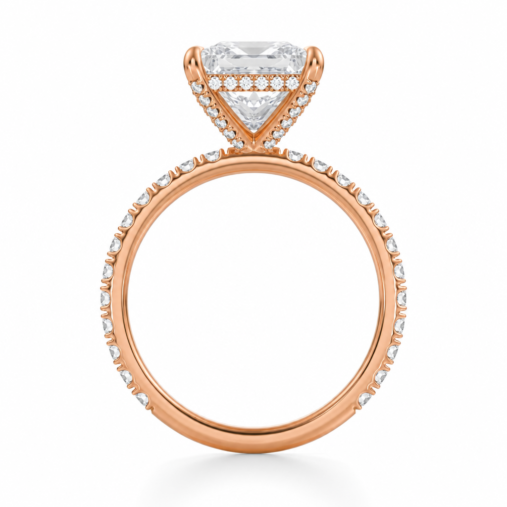 Princess Diamond Basket With Pave Ring