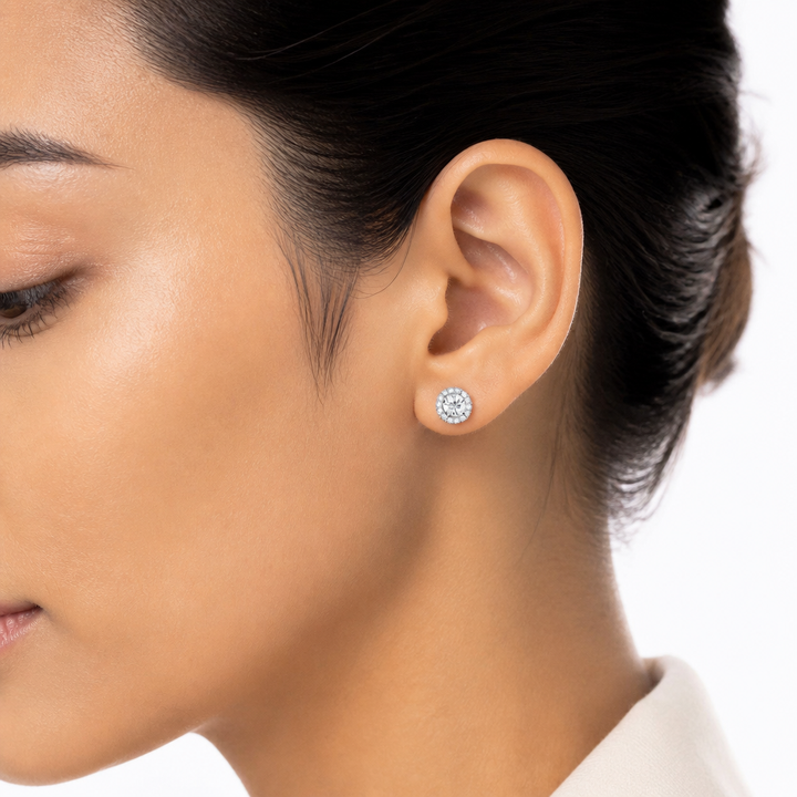 Round Halo Stud Earrings
