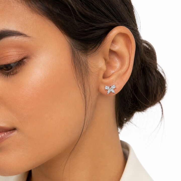 Marquise And Pear Butterfly Stud Earrings