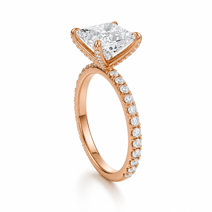 Princess Pave Ring With Pave Prongs