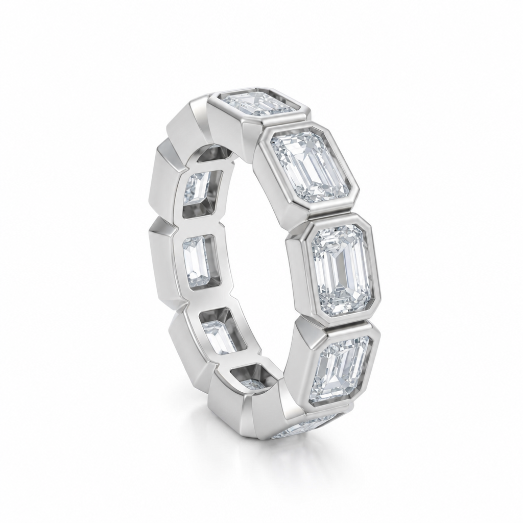 Emerald Bezel Horizontal Eternity Band