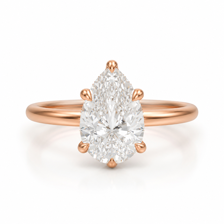 Pear Martini Basket Solitaire Ring