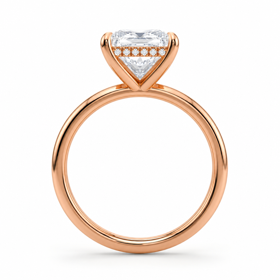 Princess Solitaire Ring With Hidden Halo