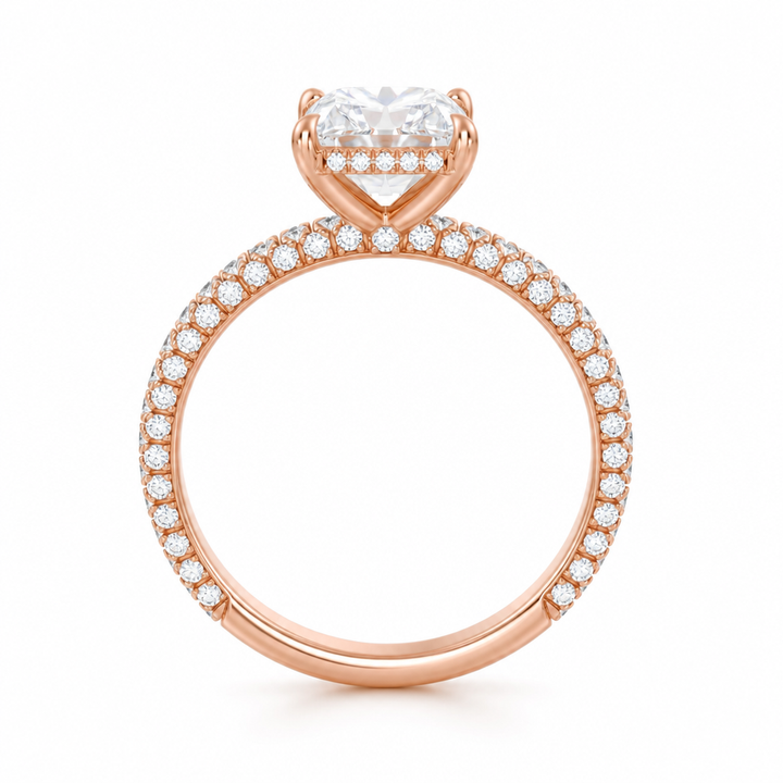 Radiant Hidden Halo with Three Row Pave Band