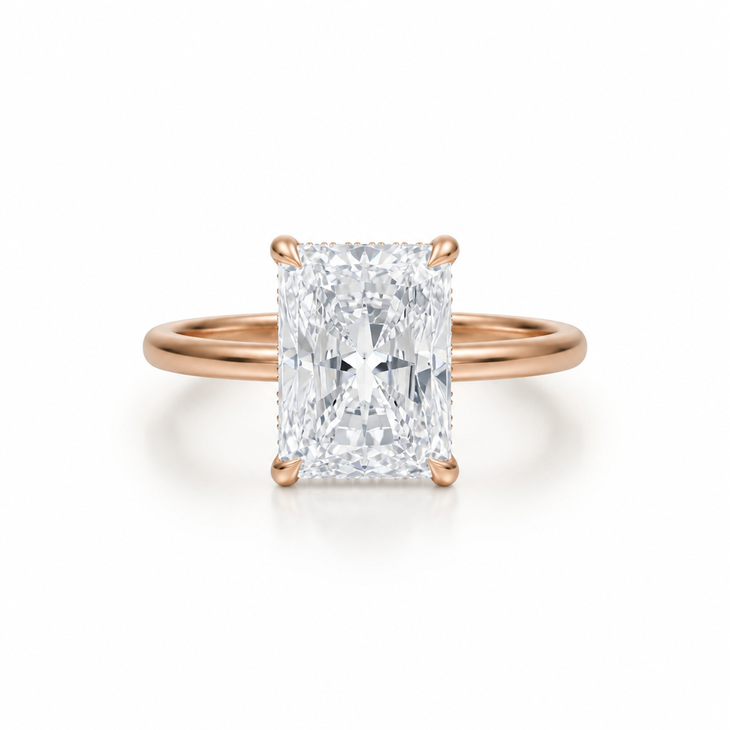 Radiant Solitaire Ring With Hidden Halo