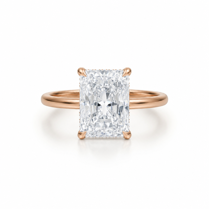 Radiant Solitaire Ring With Hidden Halo