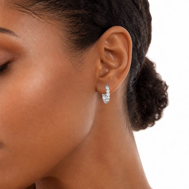 1 Carat Inside Outside Lab Grown Diamond Hoop Earrings