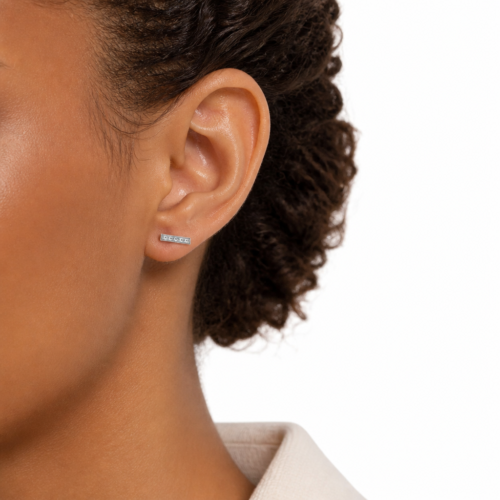 Lab Grown Diamond Bar Earrings Bright Cut