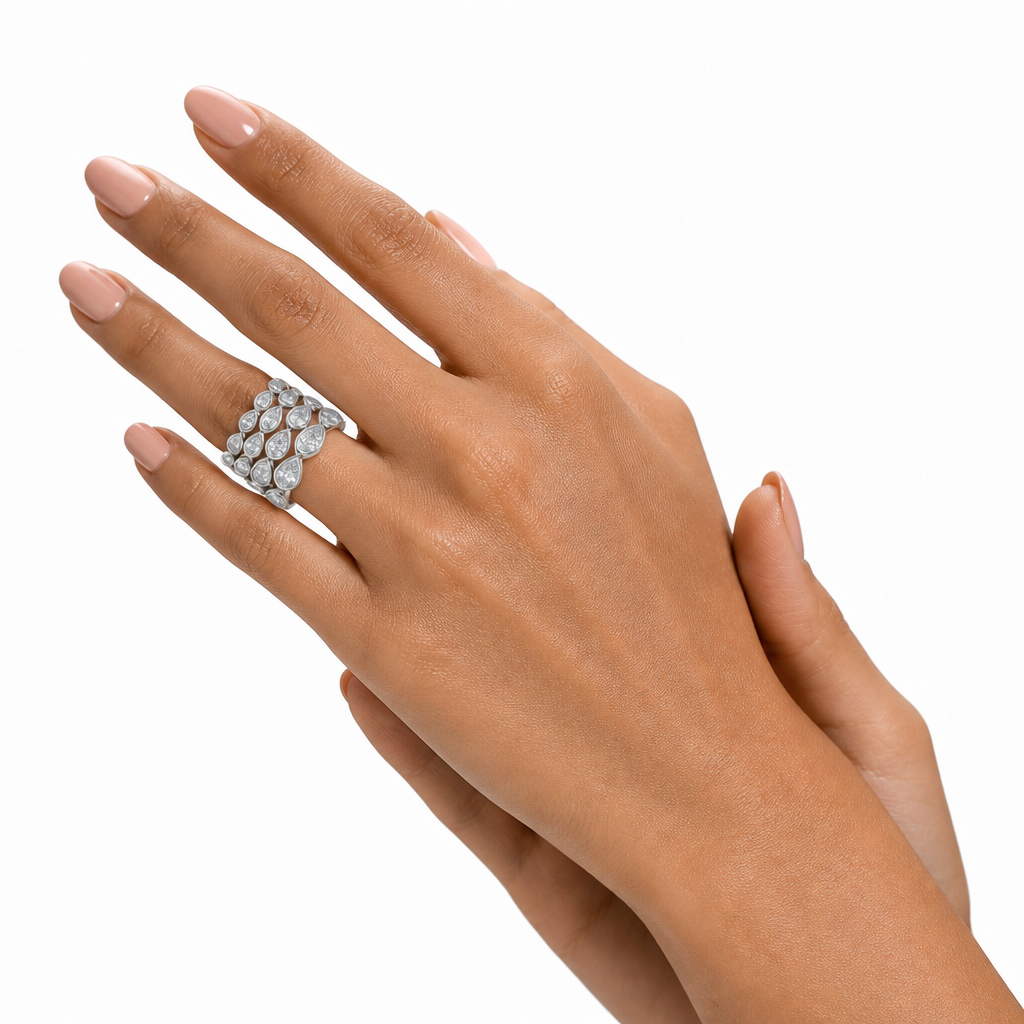 Pear Bezel Horizontal Eternity Band