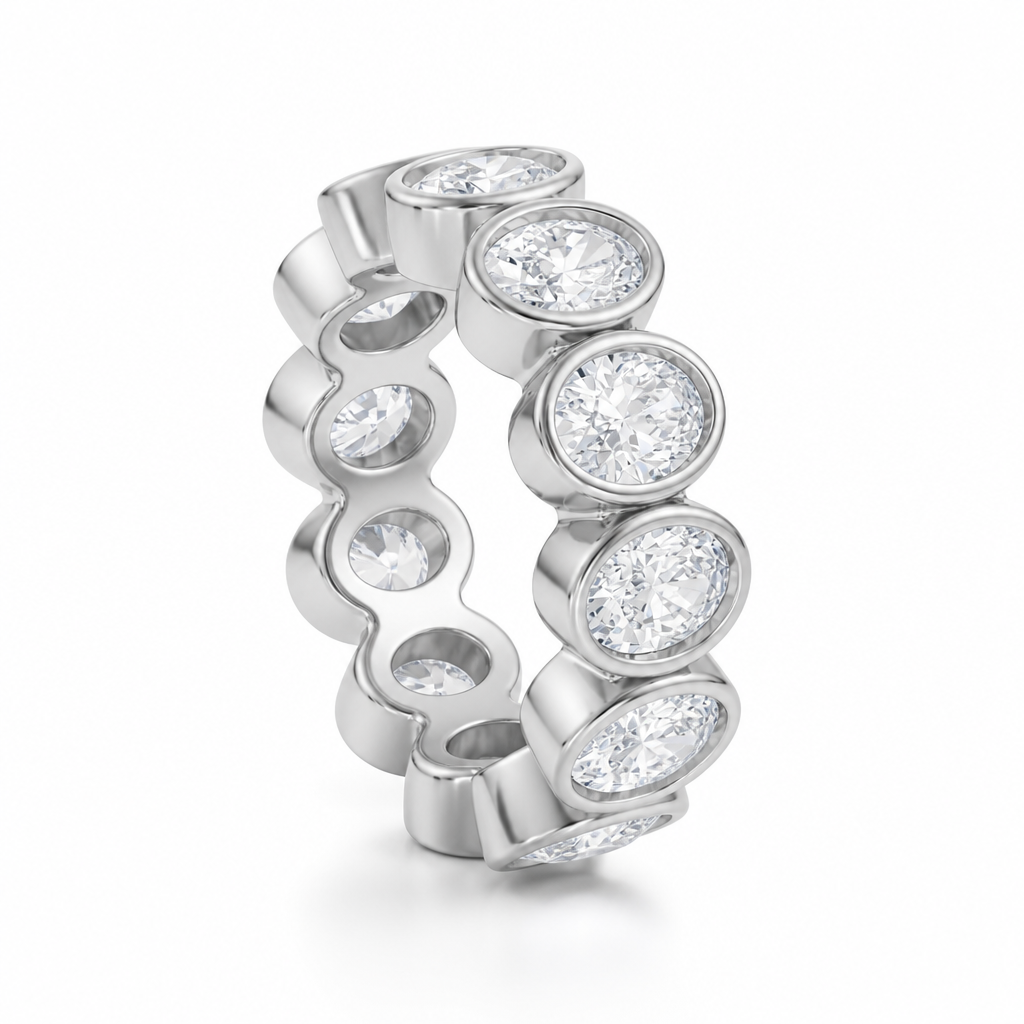 Oval Bezel Vertical Eternity Band