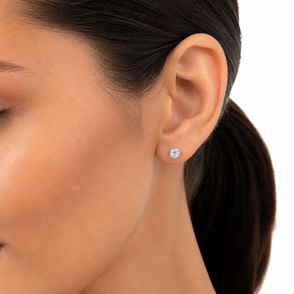 Round Bezel Stud Lab Grown Diamond Earrings