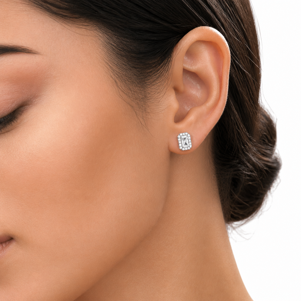 Radiant Halo Stud Earrings