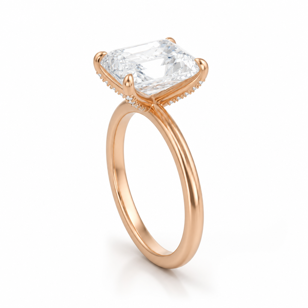 Radiant Solitaire Ring With Pave Prongs