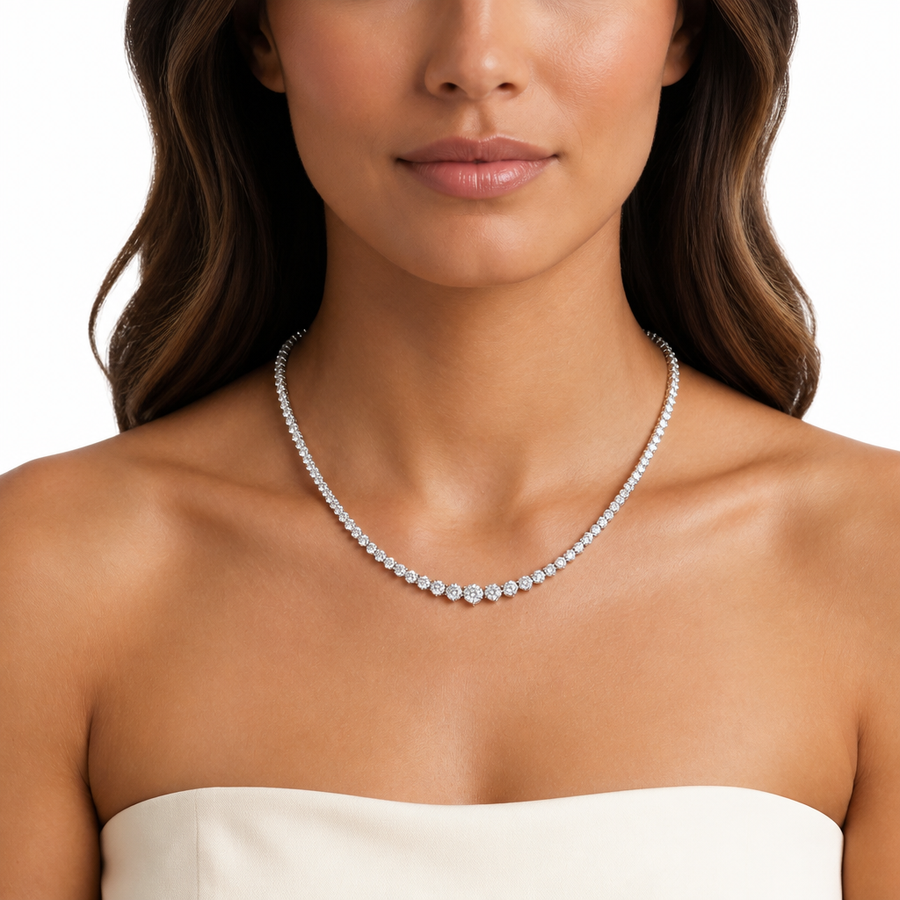 13 Carat Lab Grown Diamond Graduated Tennis Necklace