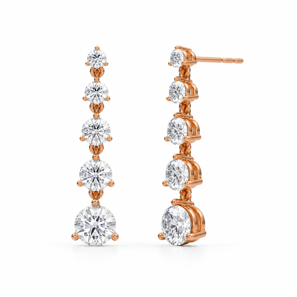 5 Graduated Round Lab Grown Diamond Dangle Earrings