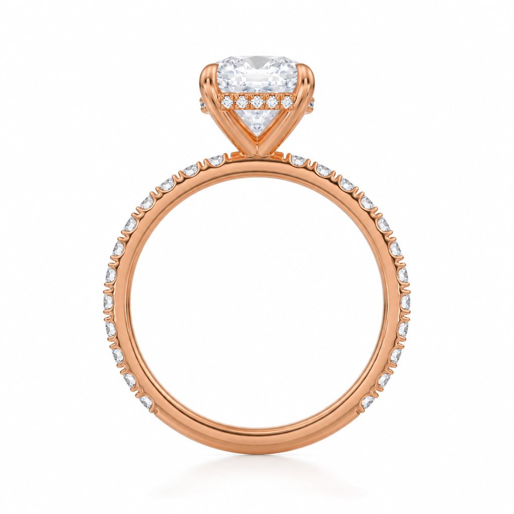 Cushion Hidden Halo With Pave Band