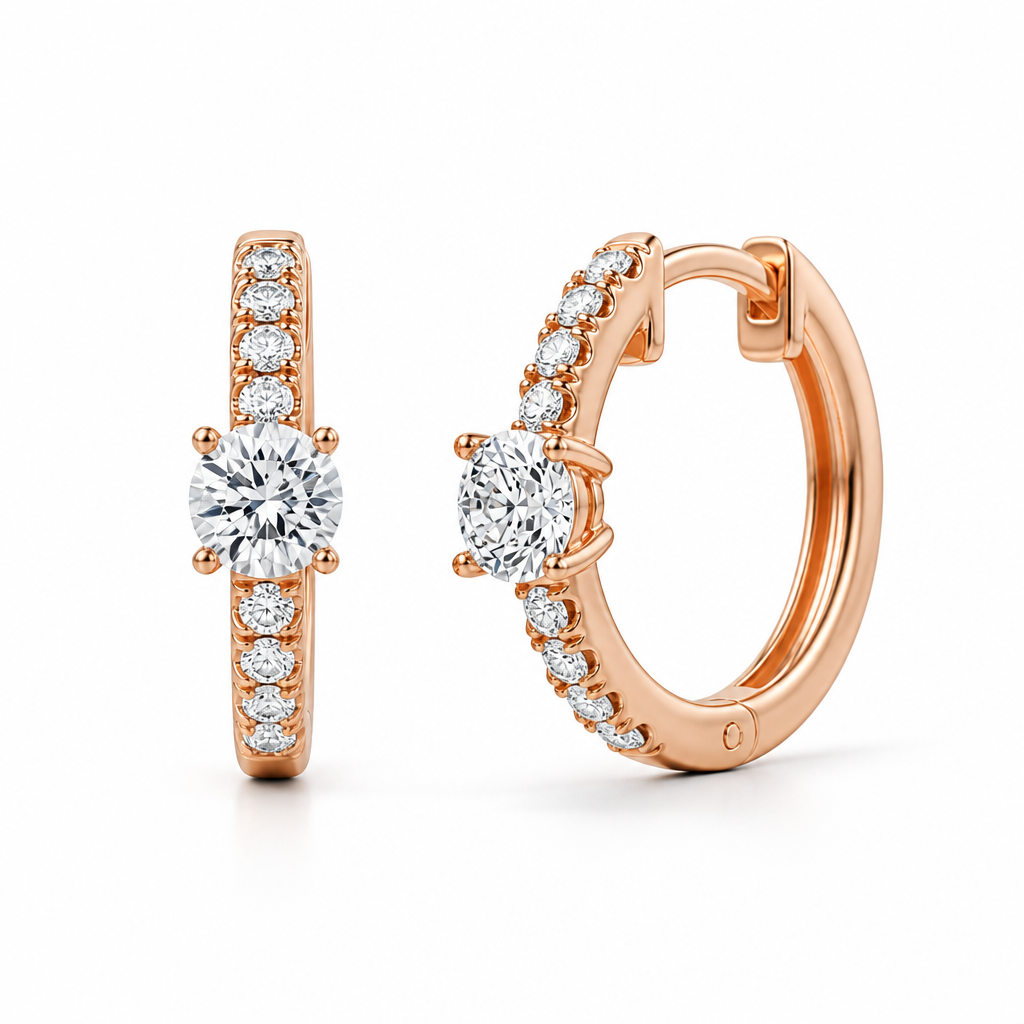 Lab-grown round diamond huggie earrings with 0.75ct total diamond weight